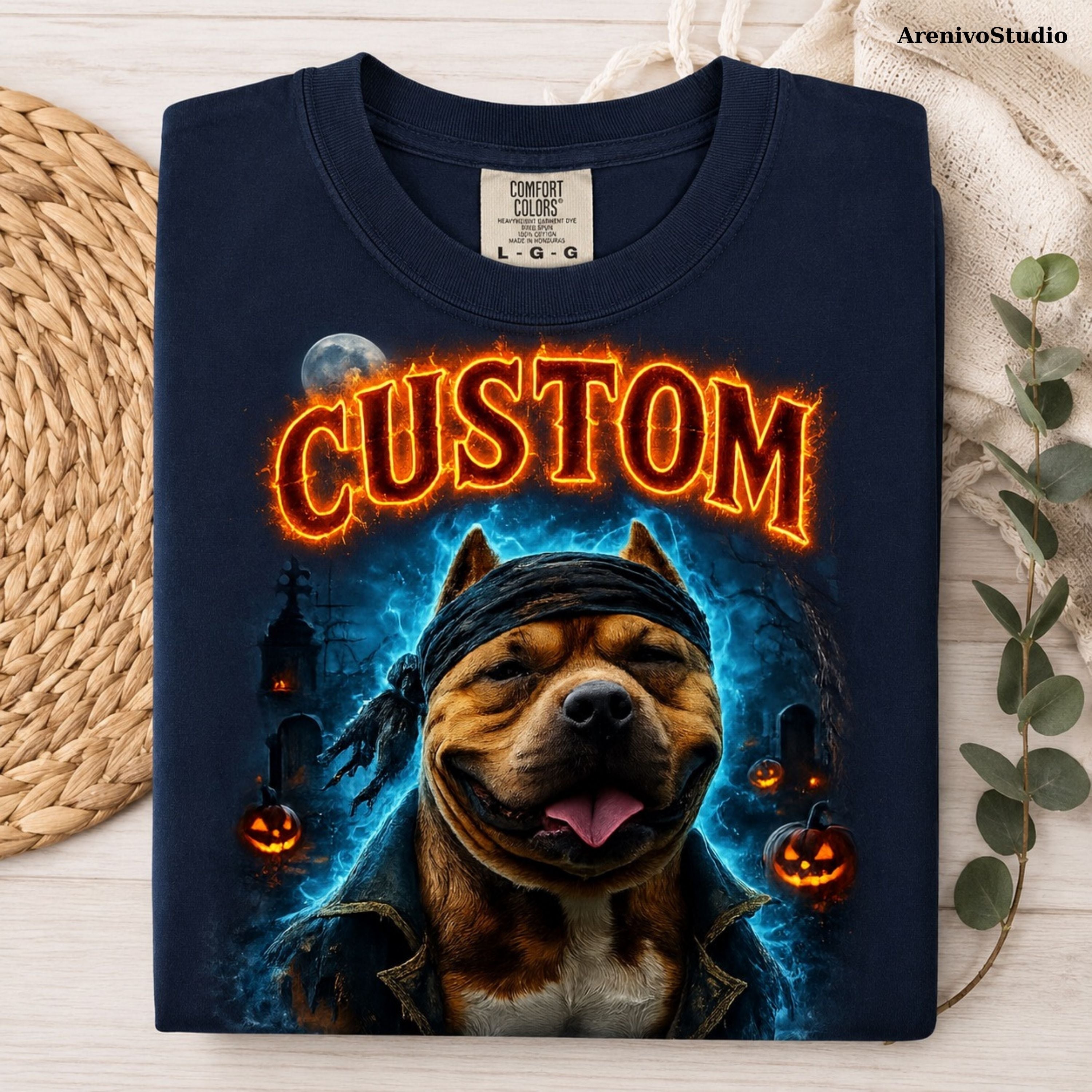 Custom Pet Halloween Shirt – Spooky Portrait T-Shirt