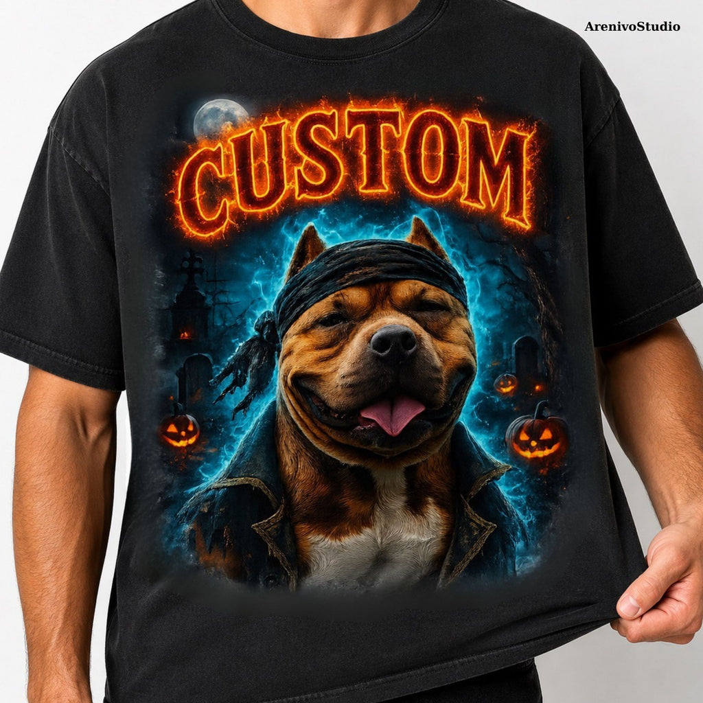 Custom Pet Halloween Shirt – Spooky Portrait T-Shirt