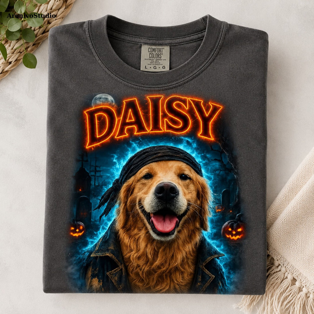 Custom Pet Halloween Shirt – Spooky Portrait T-Shirt