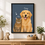 Custom Two Pet Portrait from Photo | Personalized Wall Art