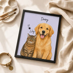 Custom Two Pet Portrait from Photo | Personalized Wall Art