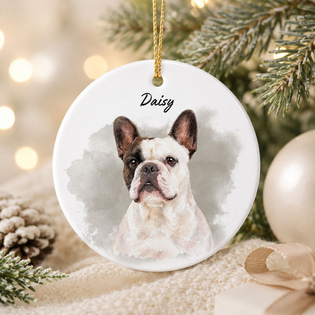 Custom Watercolor Dog Ornament – Personalized Pet Portrait