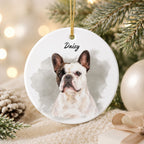 Custom Watercolor Dog Ornament – Personalized Pet Portrait